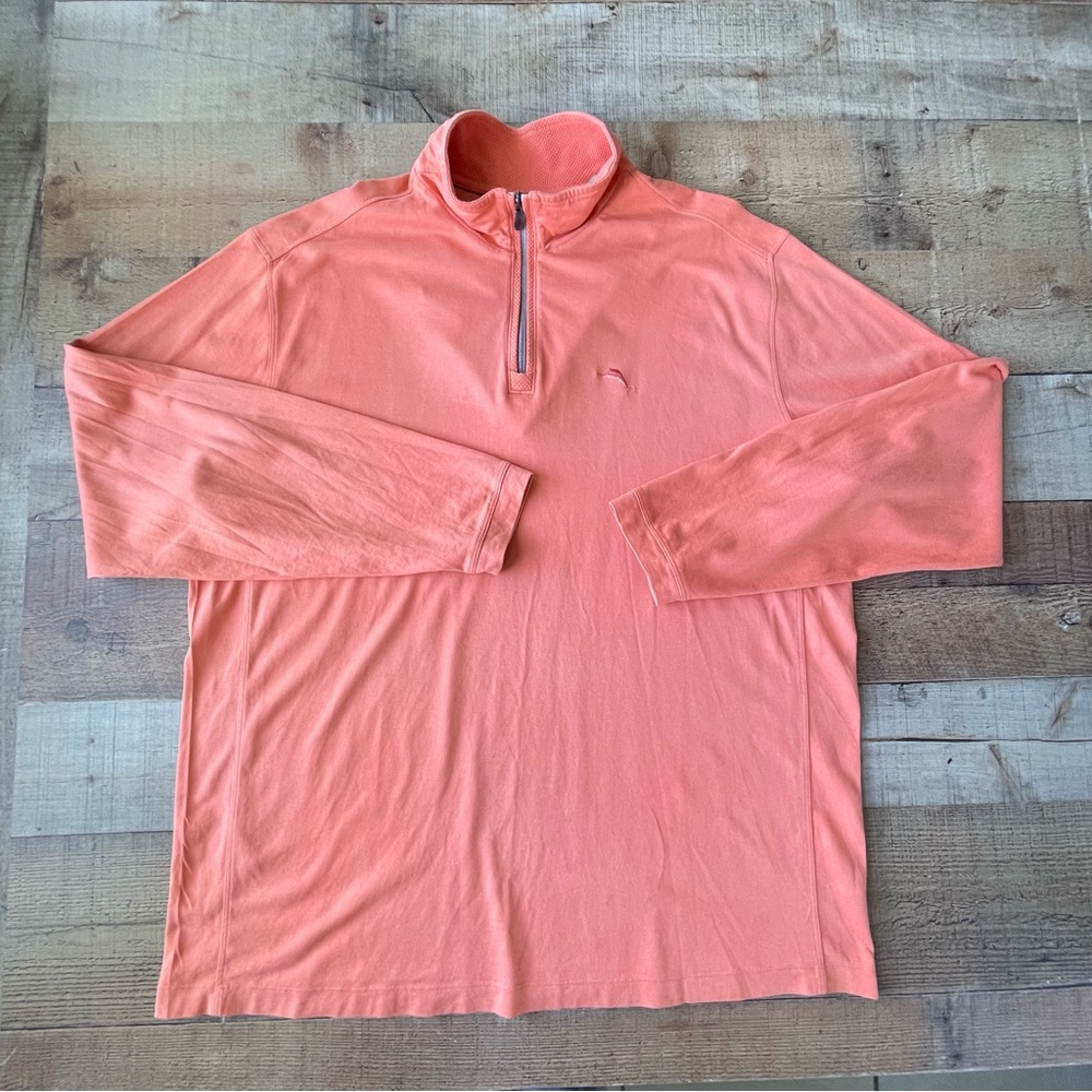 Tommy Bahama Lightweight 1/4 Zip Pullover MENS XLARGE Citrus Orange